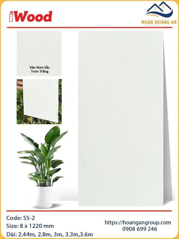 Tấm Ốp Than Tre Đa Năng Trắng Trơn iWood SS-2