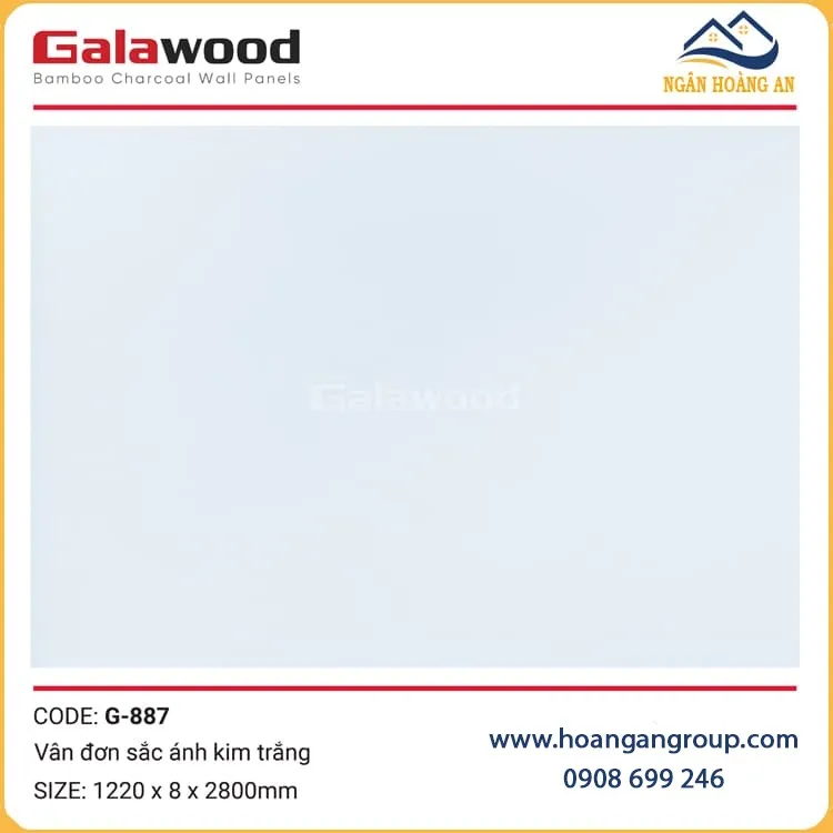 Tấm Ốp Than tre Đa Năng Vân Đơn Sắc Ánh Kim Trắng Galawood G-887