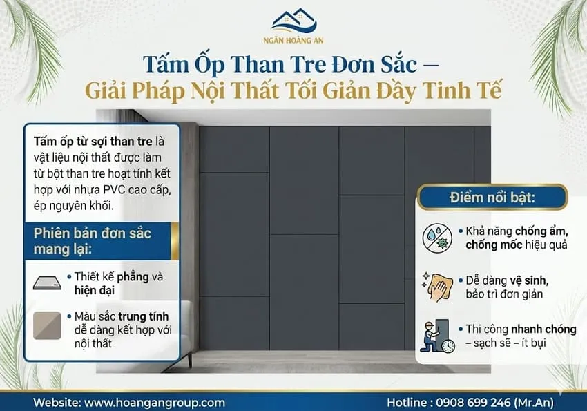 Tấm Ốp Than Tre Đơn Sắc – Giải Pháp Nội Thất Tối Giản Đầy Tinh Tế