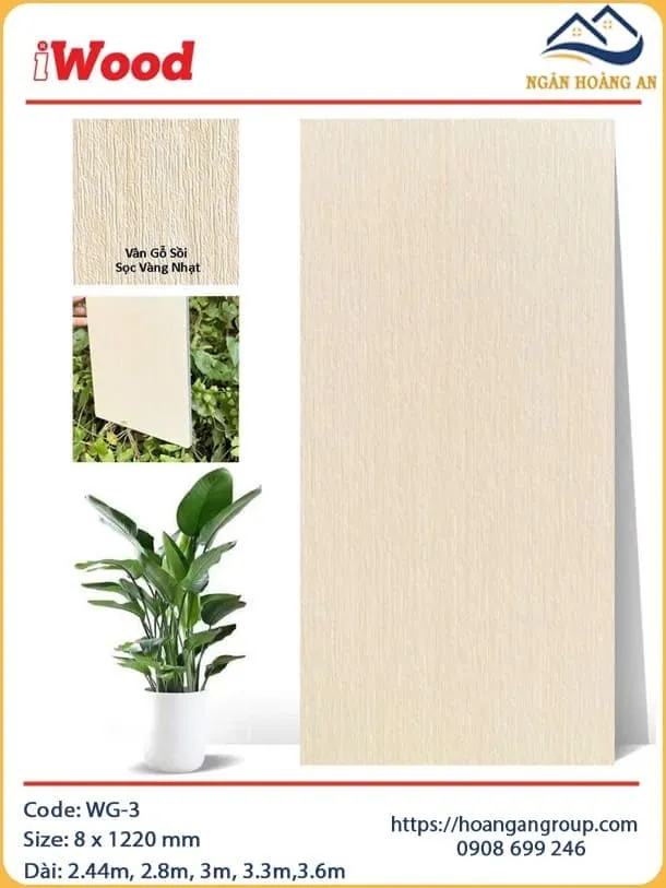 Tấm Ốp Than Tre Vân Gỗ Sồi Sọc Vàng Nhạt iWood WG-3