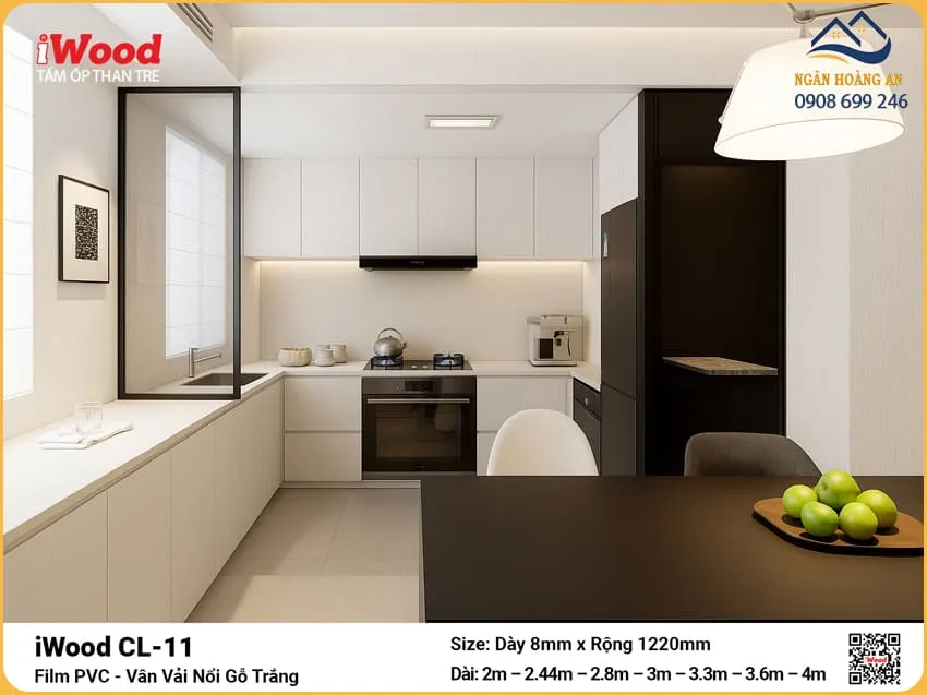 Tấm Ốp Than Tre iWood CL-11 Vân Vải Nổi Gỗ Trắng Độ Dày Đa Dạng