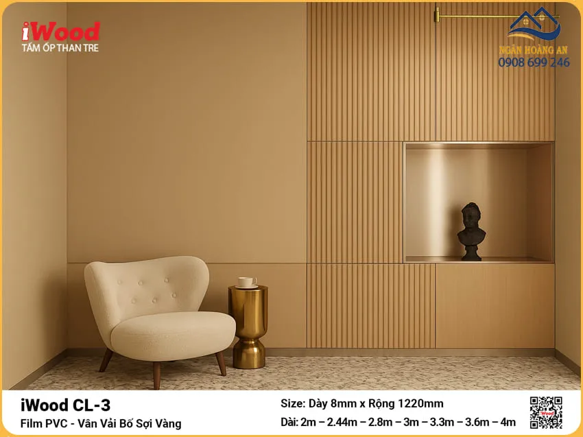 Tấm Ốp Than Tre iWood CL-3 Vân Vải Bố Độ Dày Đa Dạng