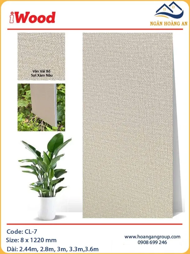 Tấm Ốp Than Tre Sợi Đa Năng Vân Vải Màu Xám Nâu iWood CL-7