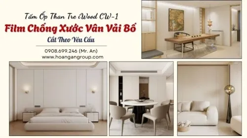 Tấm Ốp Than Tre iWood CW-1 Film Chống Xước Vân Vải Bố Cắt Theo Yêu Cầu