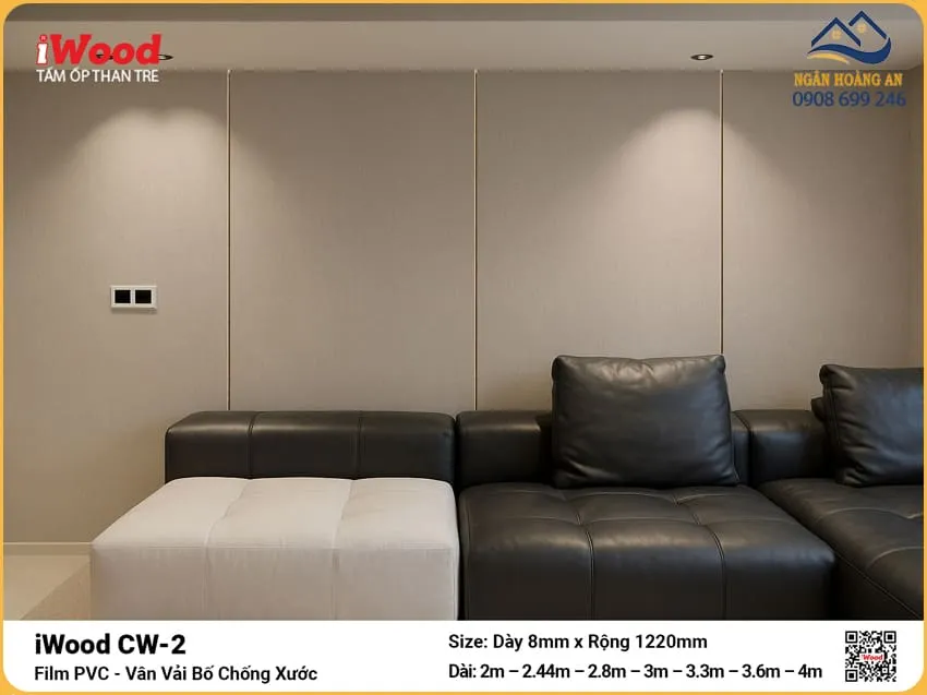 Tấm Ốp Than Tre iWood CW-2 Chống Xước Vân Vải Độ Dày Đa Dạng