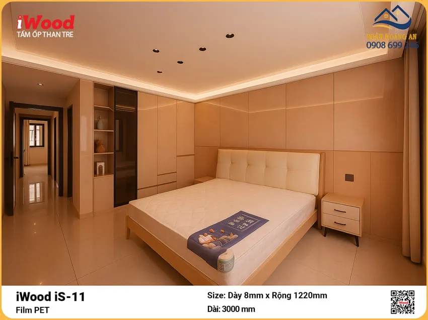 Tấm Ốp Than Tre iWood iS-11 PET Ốp Phòng Ngủ
