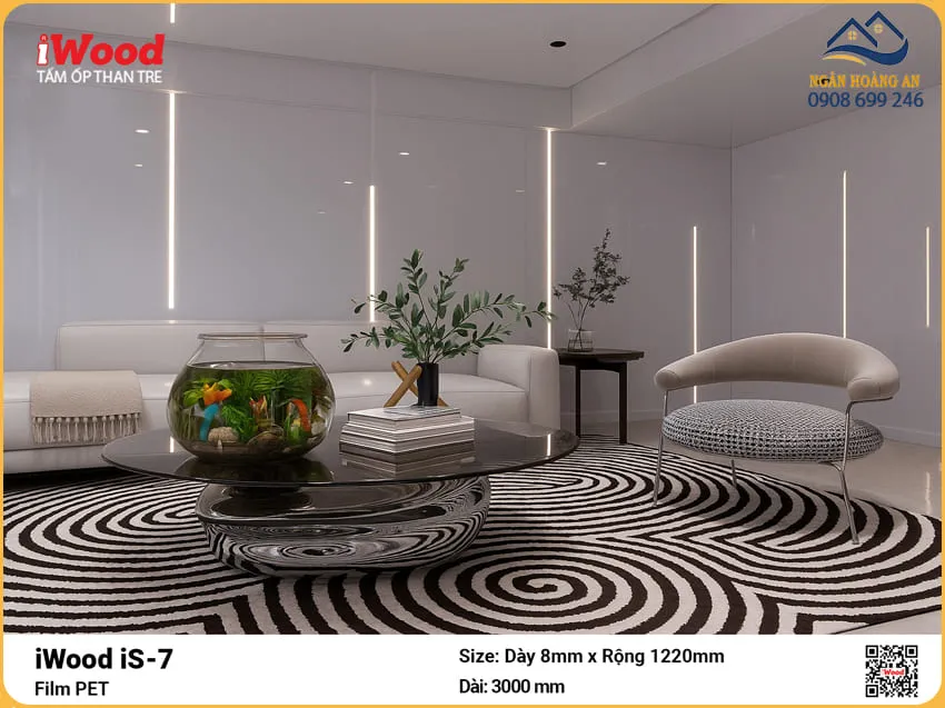 Tấm Ốp Than Tre iWood iS-7 PET Ốp Phòng Khách