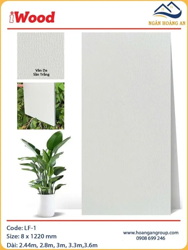 Tấm Ốp Than Tre Ốp Tường Sần Trắng iWood LF-1