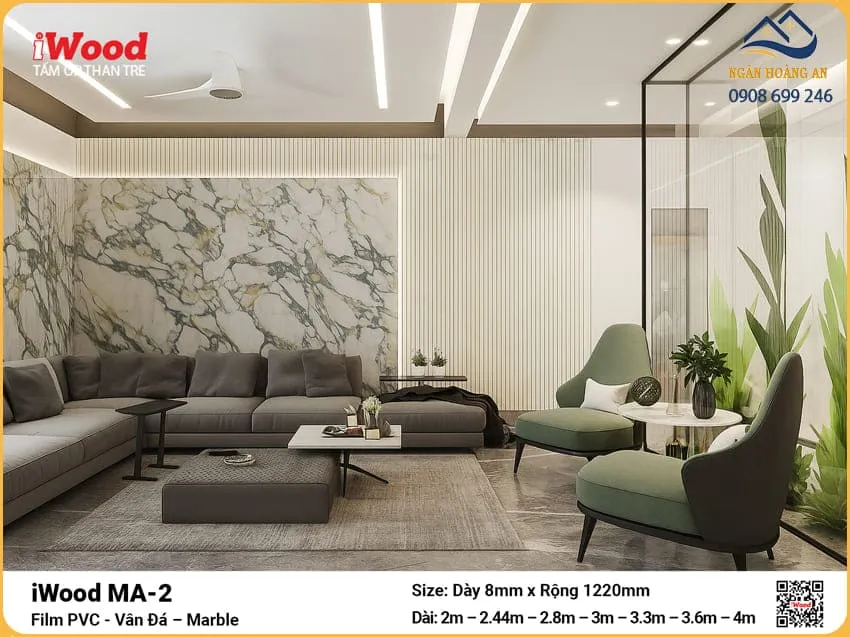 Tấm Ốp Than Tre iWood MA-2 Vân Đá Cắt Theo Kích Thước