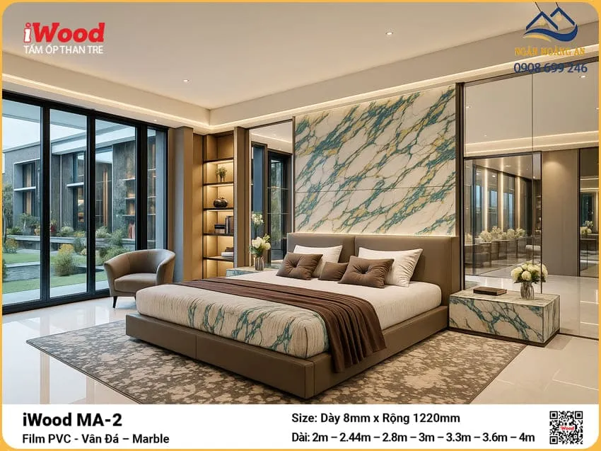 Tấm Ốp Than Tre iWood MA-2 Vân Đá Trang Trí Phòng Ngủ
