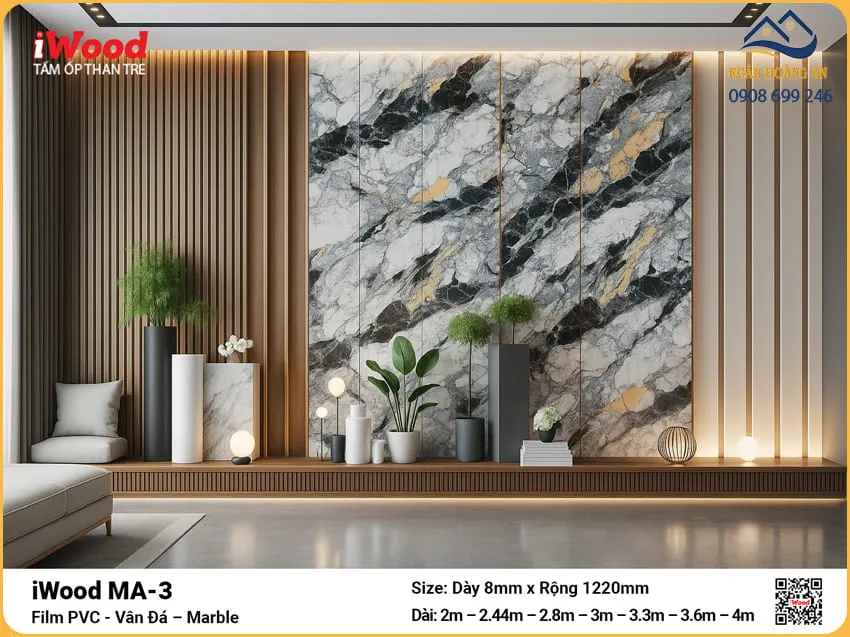 Tấm Ốp Than Tre iWood MA-3 Trang Trí Phòng Khách