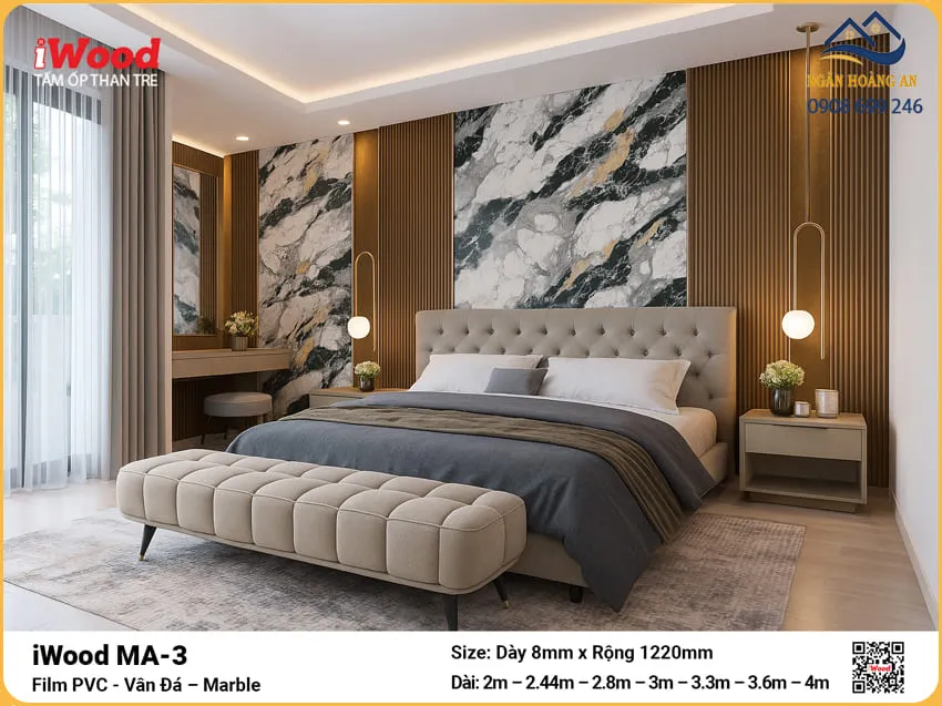 Tấm Ốp Than Tre iWood MA-3 Vân Đá Cắt Theo Kích Thước