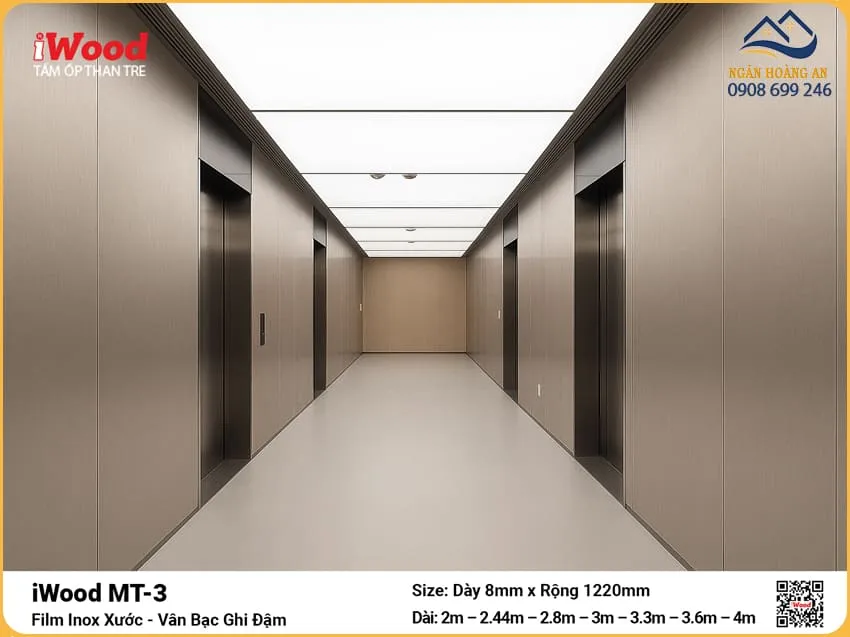Tấm Ốp Than Tre iWood MT-3 Film Inox Ốp Vách Trang Trí