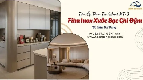 Tấm Ốp Than Tre iWood MT-3 Film Inox Xước Bạc Ghi Đậm Độ Dày Đa Dạng
