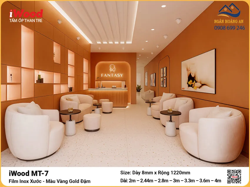 Tấm Ốp Than Tre iWood MT-7 Film Inox Ốp Sảnh Chờ Tấm Ốp Than Tre iWood MT-7 Film Inox Ốp Sảnh Chờ