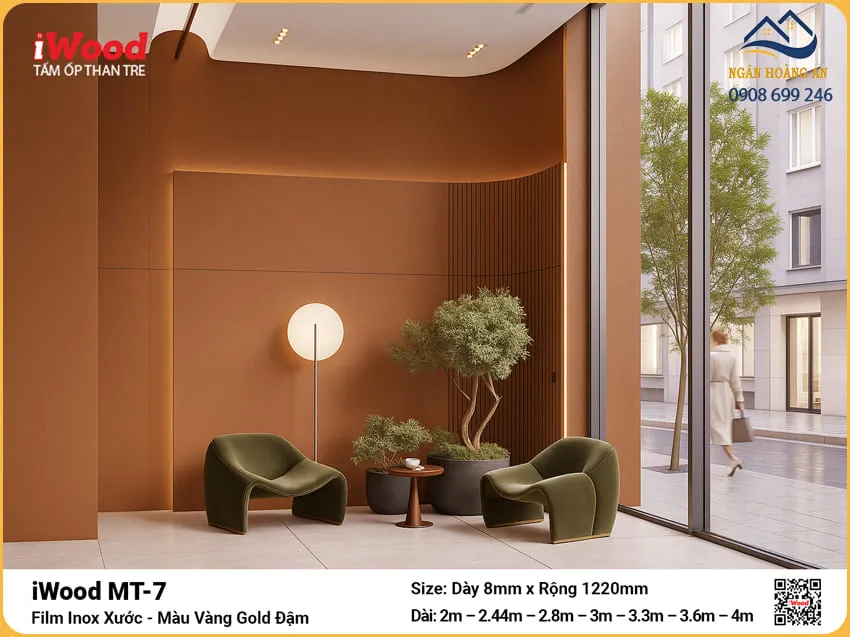 Tấm Ốp Than Tre iWood MT-7 Film Inox Ốp Vách Trang Trí Tấm Ốp Than Tre iWood MT-7 Film Inox Ốp Vách Trang Trí