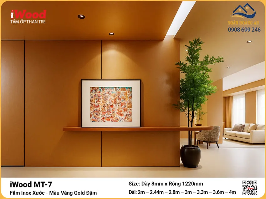 Tấm Ốp Than Tre iWood MT-7 Inox Vàng Gold Đậm Độ Dày Đa Dạng Tấm Ốp Than Tre iWood MT-7 Inox Vàng Gold Đậm Độ Dày Đa Dạng