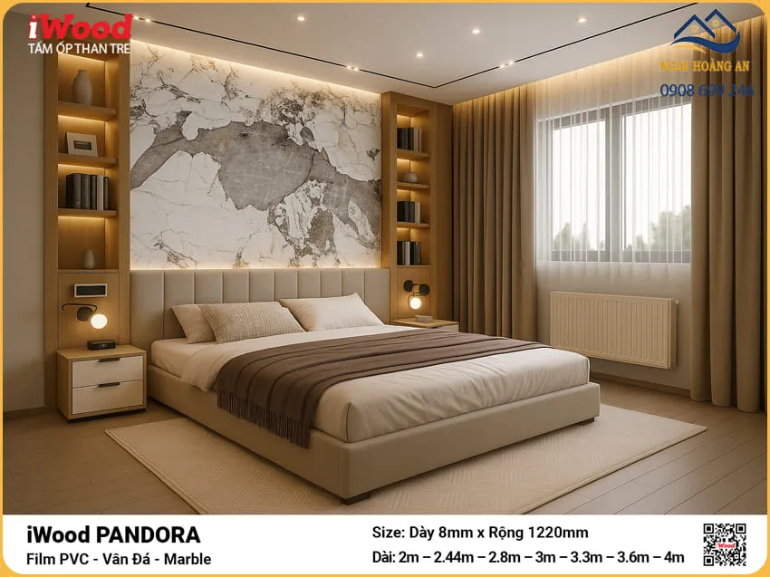 Tấm Ốp Than Tre iWood Pandora Ốp Vách Đầu Giường Thẩm Mỹ