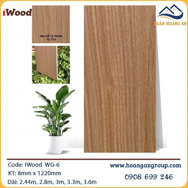 Tấm Ốp Sợi Than Tre iWood Vân Gỗ Tự Nhiên Óc Chó WG-6