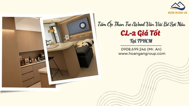 Tấm Ốp Than Tre iWood Vân Vải Bố Sợi Nâu CL-2 Giá Tốt Tại TPHCM