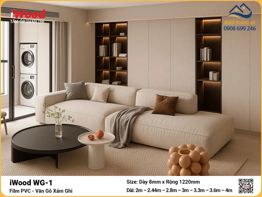 Tấm Ốp Than Tre iWood WG-1 Vân Gỗ Sồi Ốp Tường Nhà Ở