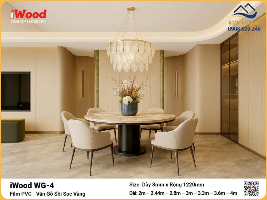 Tấm Ốp Than Tre iWood WG-4 Vân Gỗ Sồi Sọc Vàng Độ Dày Đa Dạng Tấm Ốp Than Tre iWood WG-4 Vân Gỗ Sồi Sọc Vàng Độ Dày Đa Dạng