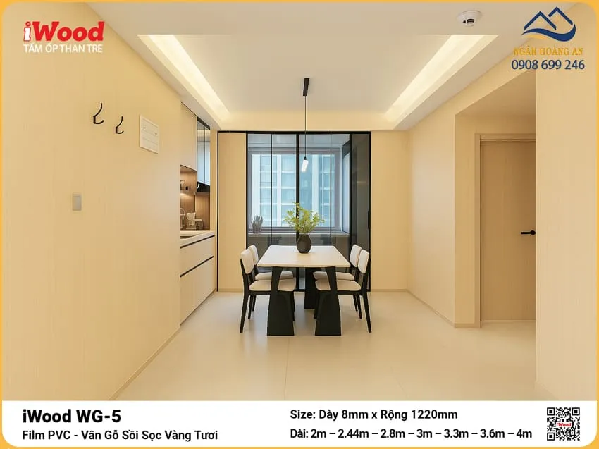 Tấm Ốp Than Tre iWood WG-5 Vân Gỗ Sồi Vàng Ốp Bếp Ấm Cúng Tấm Ốp Than Tre iWood WG-5 Vân Gỗ Sồi Vàng Ốp Bếp Ấm Cúng