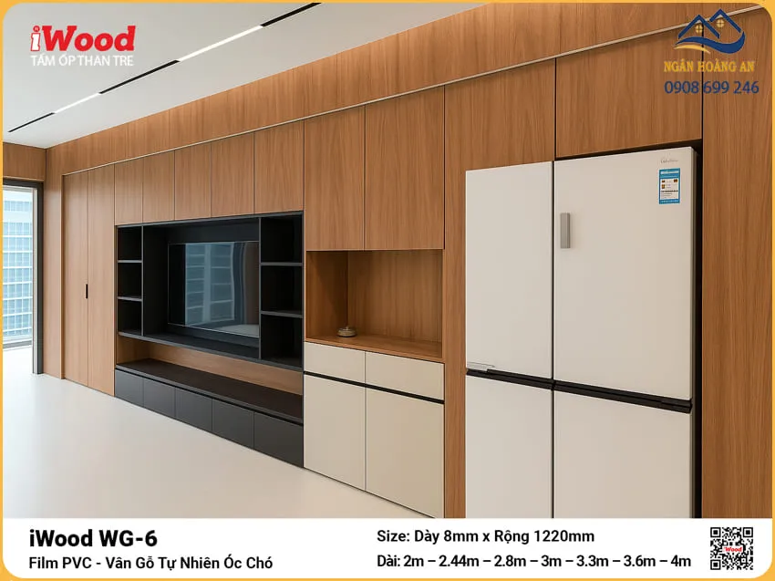 Tấm Ốp Than Tre iWood WG-6 Vân Óc Chó Độ Dày Đa Dạng