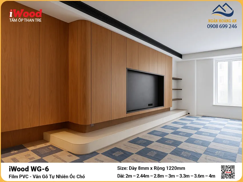 Tấm Ốp Than Tre iWood WG-6 Vân Óc Chó Ốp Tường Phòng Ngủ
