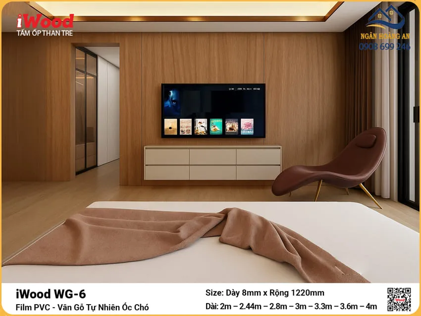Tấm Ốp Than Tre iWood WG-6 Vân Óc Chó Ốp Vách Trang Trí