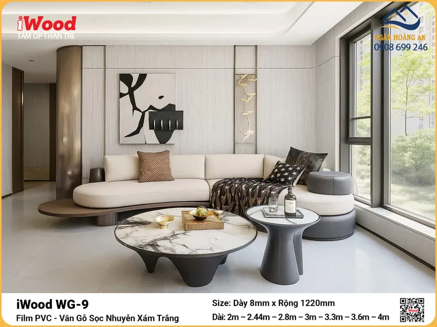 Tấm Ốp Than Tre iWood WG-9 Vân Gỗ Sọc Nhuyễn Độ Dày Đa Dạng