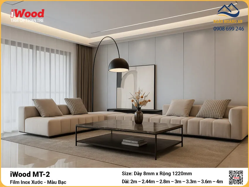 Tấm Ốp Than Tre iWood Xước Bạc MT-2 Cắt Theo Yêu Cầu