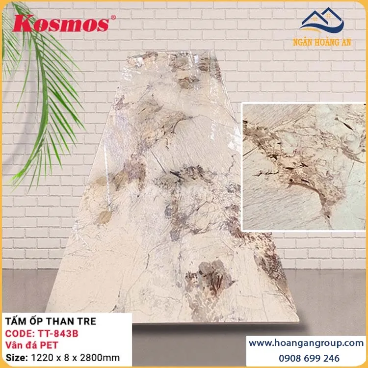 Tấm Ốp Tường Than Tre Kosmos TT-843B Vân Đá PET Tấm Ốp Tường Than Tre Kosmos TT-843B Vân Đá PET
