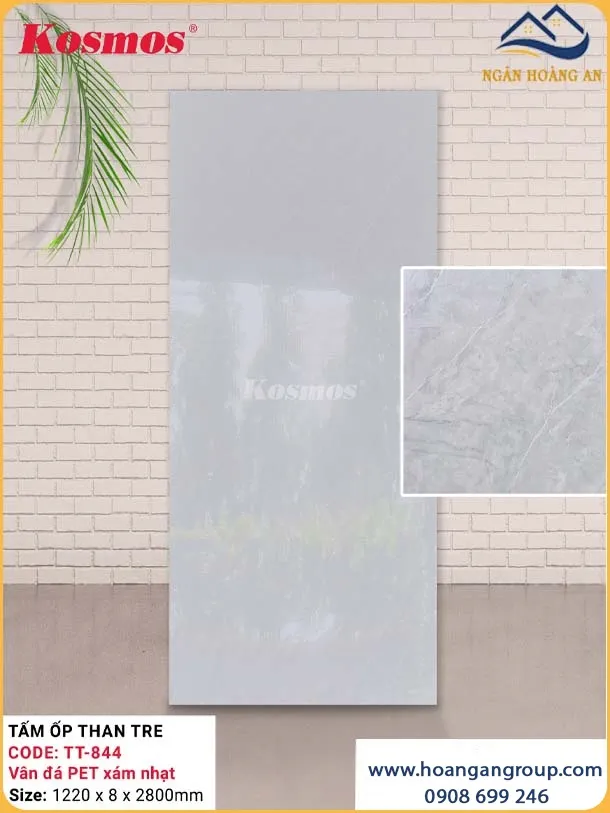 Ốp Tường Than Tre Kosmos TT-844 Vân Đá PET Xám Nhạt Ốp Tường Than Tre Kosmos TT-844 Vân Đá PET Xám Nhạt
