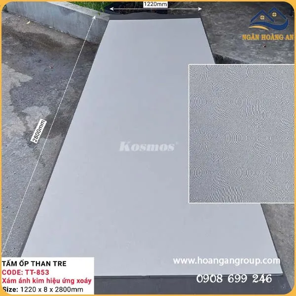 Tấm Ốp Than Tre Kosmos TT-853 Xám Vân Hiệu Ứng Xoáy Tấm Ốp Than Tre Kosmos TT-853 Xám Vân Hiệu Ứng Xoáy