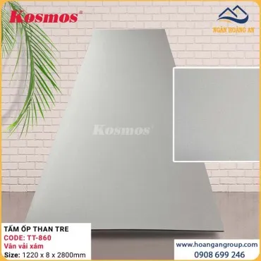 Tấm Ốp Đa Năng Than Tre Kosmos TT-860 Vân Vải Xám