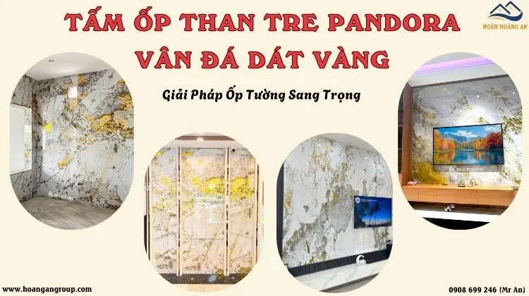 Tấm Ốp Than Tre Pandora Vân Đá Dát Vàng – Giải Pháp Ốp Tường Sang Trọng 