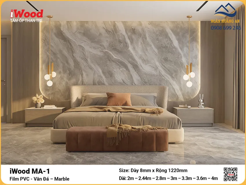 Tấm Ốp Than Tre Vân Đá iWood MA-1 Ốp Vách Đầu Giường Tấm Ốp Than Tre Vân Đá iWood MA-1 Ốp Vách Đầu Giường