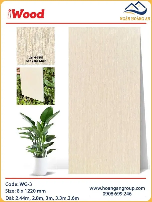 Tấm Ốp Than Tre Vân Gỗ Sồi Sọc Vàng Nhạt iWood WG-3 Tấm Ốp Than Tre Vân Gỗ Sồi Sọc Vàng Nhạt iWood WG-3