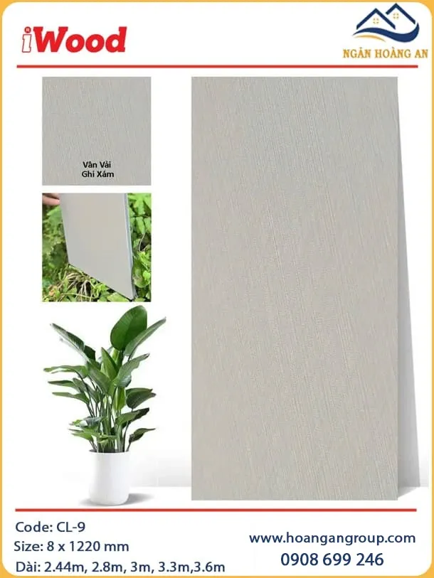 Tấm Ốp Tường Than tre Vân Vải Màu Ghi Xám iWood CL-9 Tấm Ốp Tường Than tre Vân Vải Màu Ghi Xám iWood CL-9