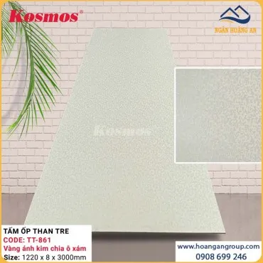 Tấm Than Tre Vân Vải Vàng Ánh Kim Chia Ô Xám Kosmos TT-861