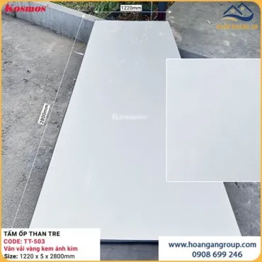 Tấm Ốp Than Tre Kosmos 5mm Vân Vải Vàng Kem TT-503