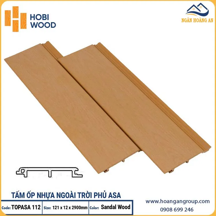 Tấm Ốp Trần Gỗ Nhựa ASA Hobiwood TOPASA112 Sandal Wood