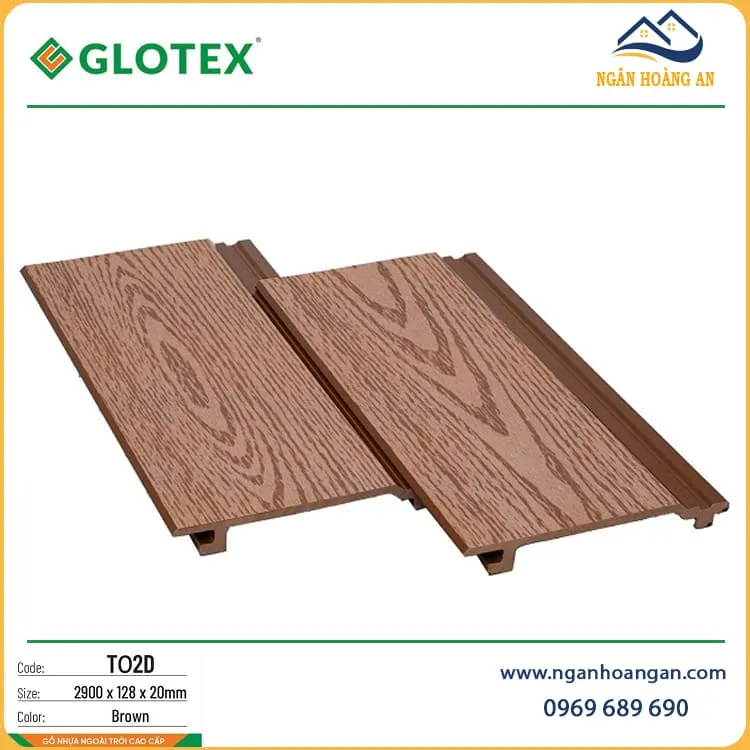 Tấm Ốp Gỗ Nhựa Ngoài Trời Ốp Tường Glotex TO2D Brown