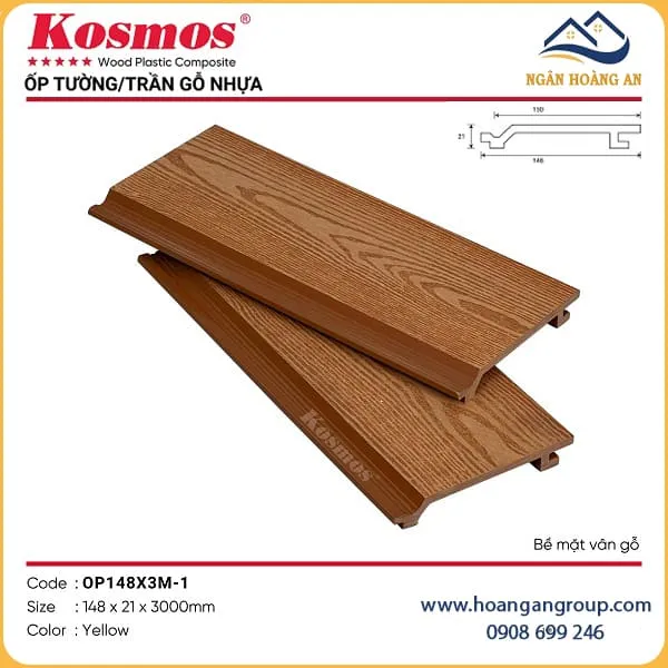 Tấm Ốp Gỗ Nhựa Ngoài Trời Kosmos OP148X3M-1 Yellow Tấm Ốp Gỗ Nhựa Ngoài Trời Kosmos OP148X3M-1 Yellow