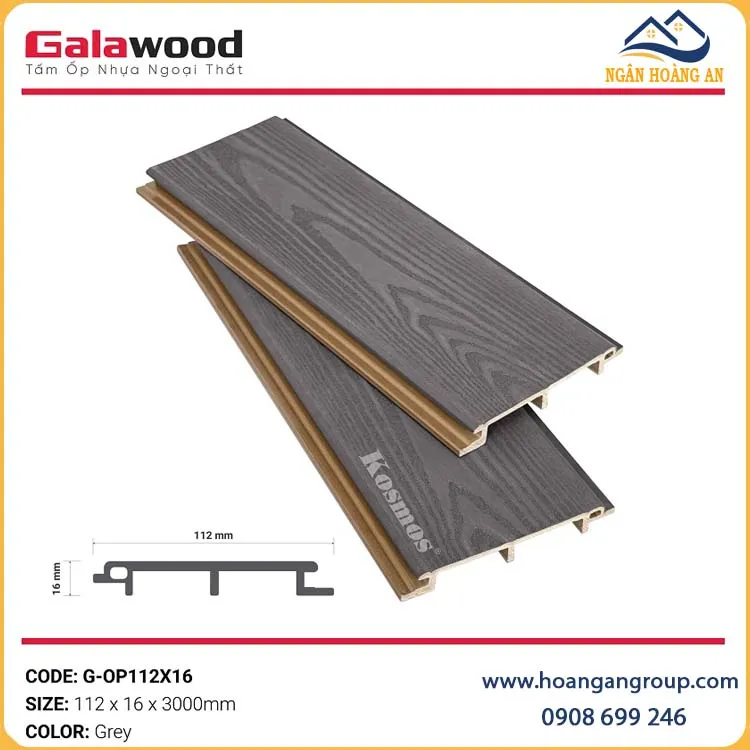 Cấu Tạo Tấm Ốp Trần Gỗ Nhựa Ngoài Trời Phủ ASA Galawood G-OP112X16 Grey