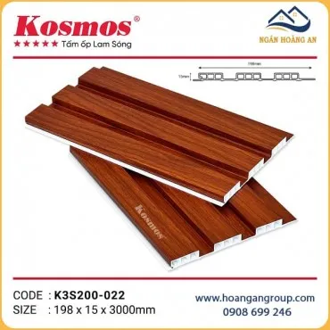 Ốp Tường Lam 3 Sóng Thấp Nhựa Giả Gỗ Kosmos K3S200-022