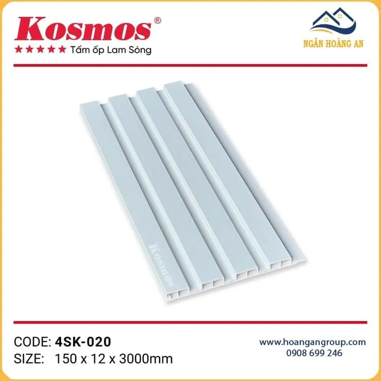 Tấm Ốp Trần Lam 4 Sóng Kép Vân Đơn Sắc Kosmos 4SK-020