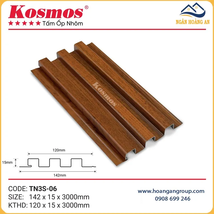 Lam Sóng Nhôm Kosmos TN3S-06 Nâu Đỏ