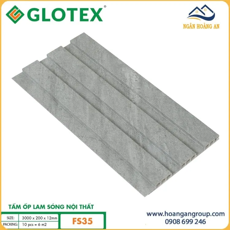 Tấm Ốp Trần Lam Sóng Nhựa Giả Bê Tông Glotex FS35